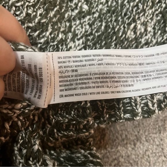 Abercrombie & Fitch Green and white open front Knit Cardigan- Large - Picture 4 of 5